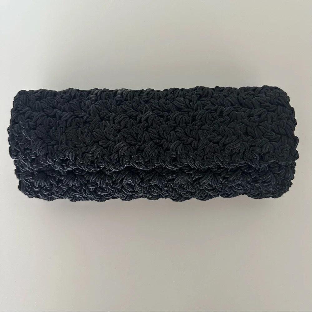Vintage Ultimo Woven Cord Minimalist Clutch Evening Bag in Black